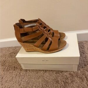 Rockport Tan Briah Gladiator Wedge Sandals, Size 7.5M